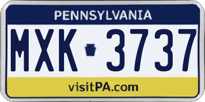 PA license plate MXK3737