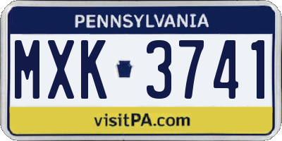 PA license plate MXK3741