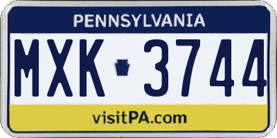 PA license plate MXK3744