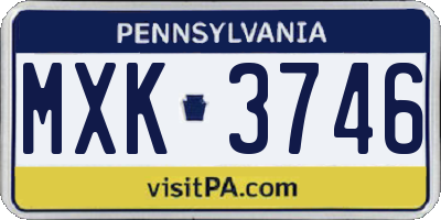 PA license plate MXK3746