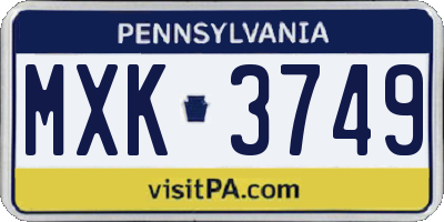 PA license plate MXK3749