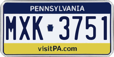 PA license plate MXK3751