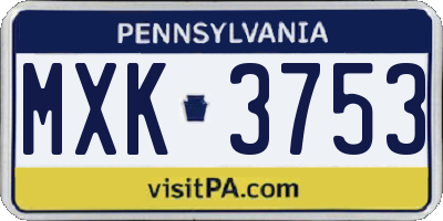 PA license plate MXK3753