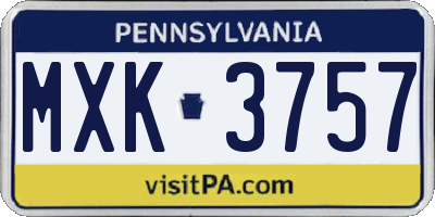 PA license plate MXK3757