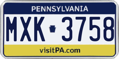 PA license plate MXK3758