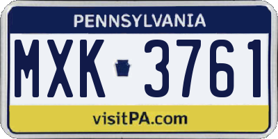 PA license plate MXK3761