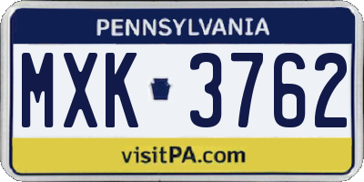 PA license plate MXK3762