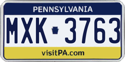 PA license plate MXK3763