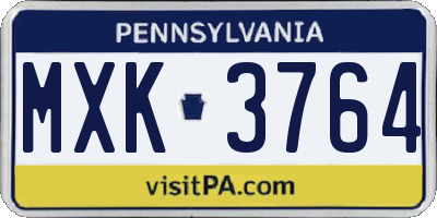 PA license plate MXK3764