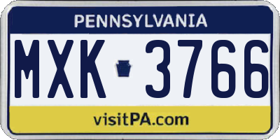PA license plate MXK3766