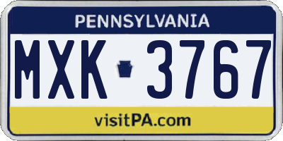 PA license plate MXK3767