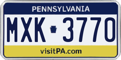 PA license plate MXK3770