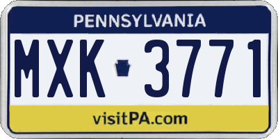 PA license plate MXK3771