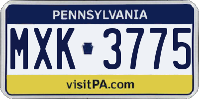 PA license plate MXK3775