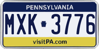 PA license plate MXK3776