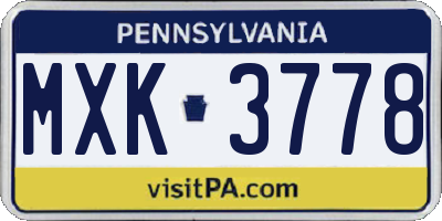 PA license plate MXK3778