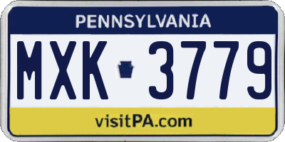 PA license plate MXK3779