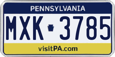 PA license plate MXK3785