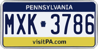 PA license plate MXK3786