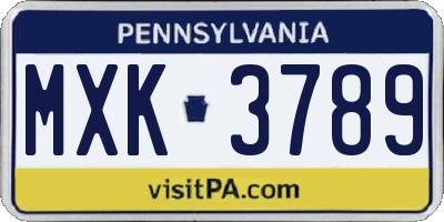 PA license plate MXK3789