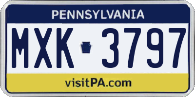 PA license plate MXK3797