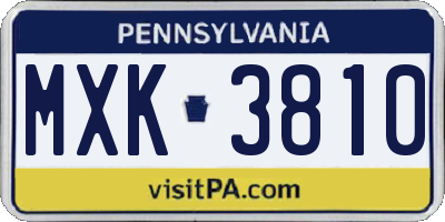 PA license plate MXK3810