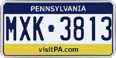 PA license plate MXK3813