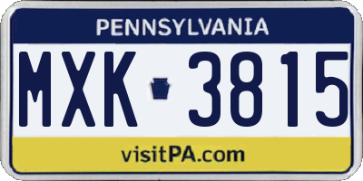 PA license plate MXK3815