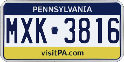 PA license plate MXK3816