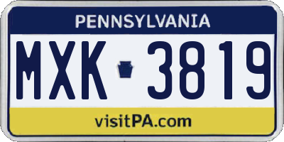 PA license plate MXK3819