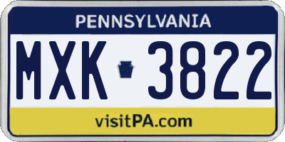 PA license plate MXK3822