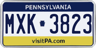 PA license plate MXK3823