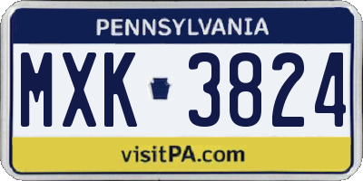 PA license plate MXK3824