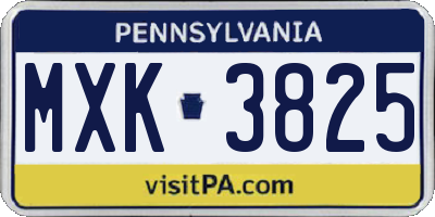 PA license plate MXK3825