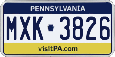 PA license plate MXK3826