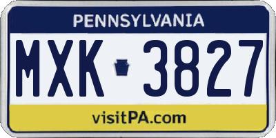 PA license plate MXK3827