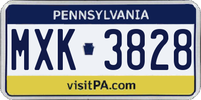 PA license plate MXK3828