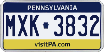 PA license plate MXK3832