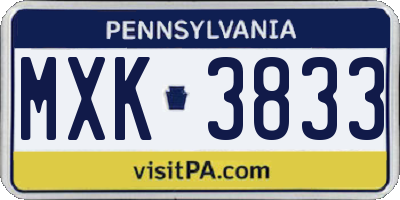 PA license plate MXK3833