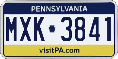 PA license plate MXK3841
