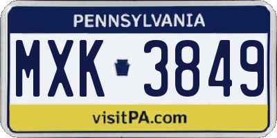 PA license plate MXK3849
