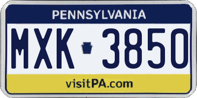 PA license plate MXK3850