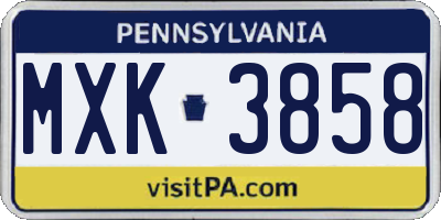 PA license plate MXK3858