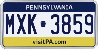 PA license plate MXK3859