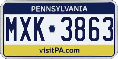 PA license plate MXK3863