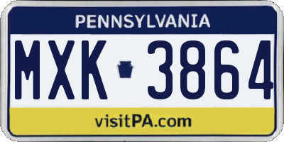 PA license plate MXK3864