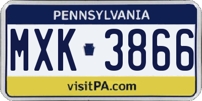 PA license plate MXK3866