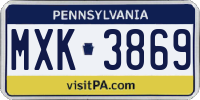 PA license plate MXK3869