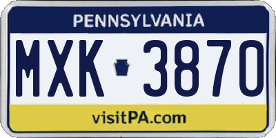 PA license plate MXK3870