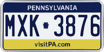 PA license plate MXK3876